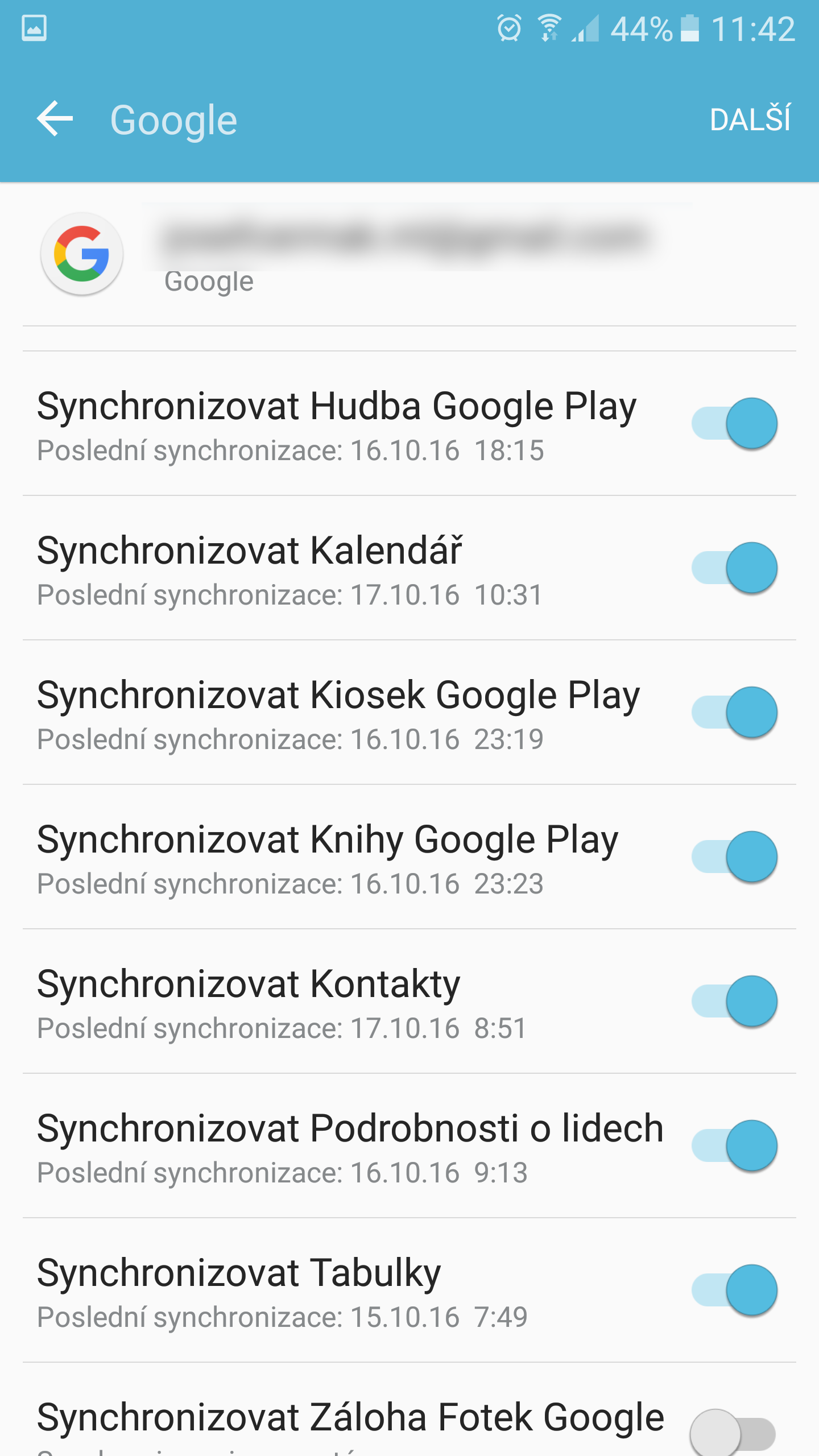 Synchronizace kontaktů Gmail